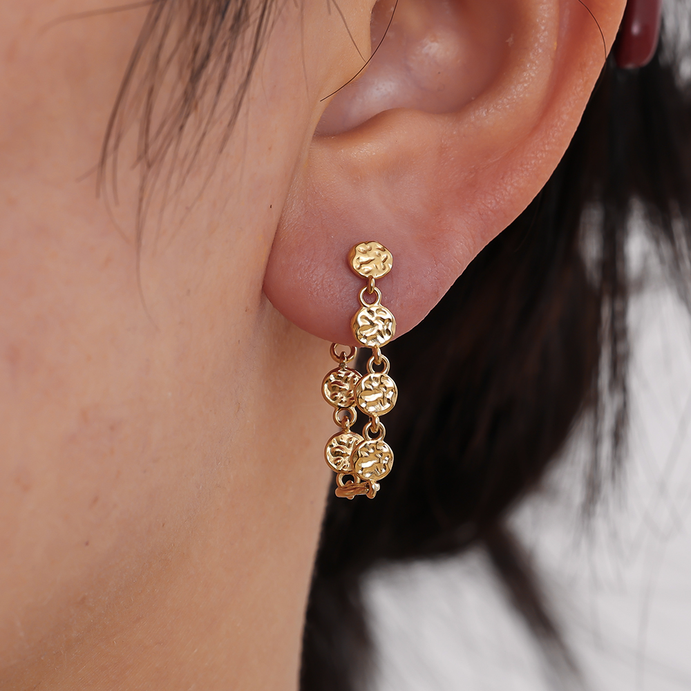 50mm irregular small disc stainless steel earrings  