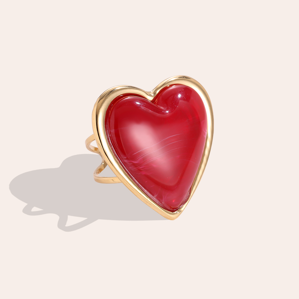 Big Size Heart stainless steel ring    