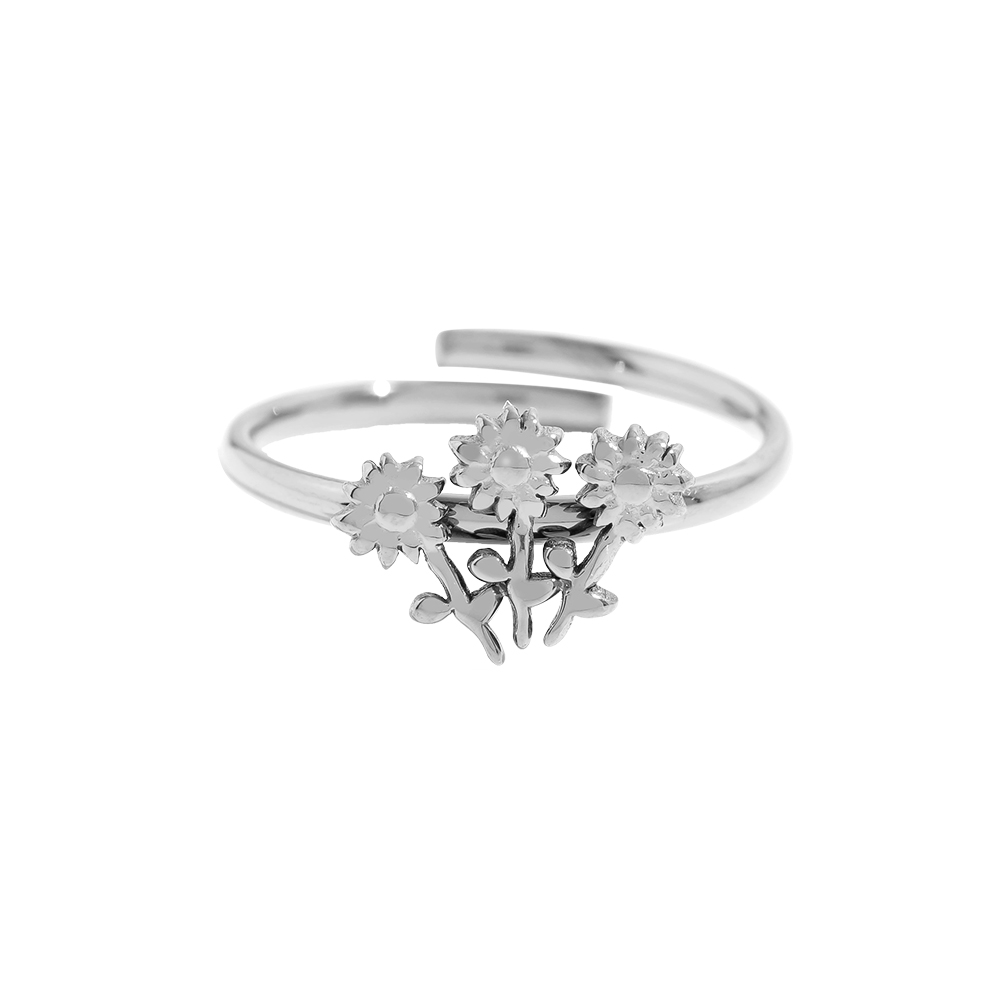 Stainless steel ring Three Flowers