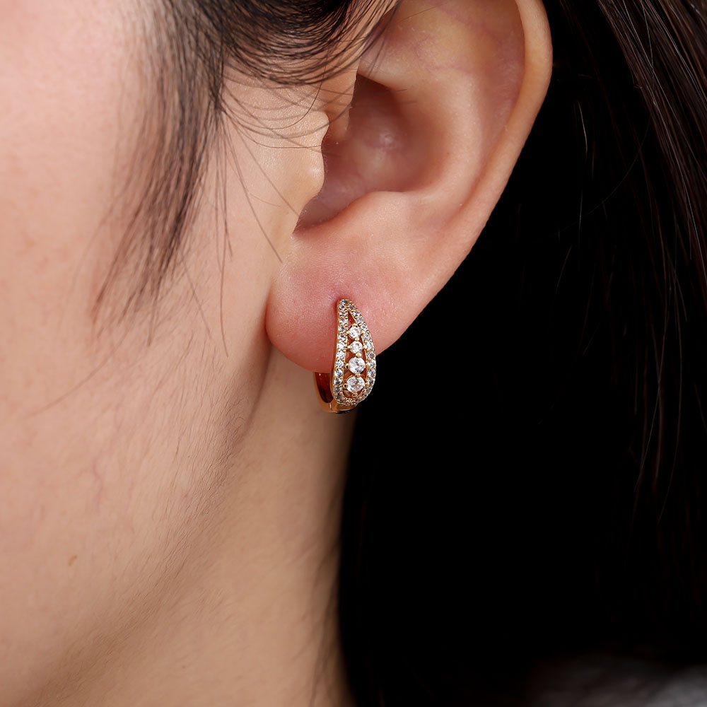 1.5cm Fine Diamond Hoop Gold Plated Earrings  