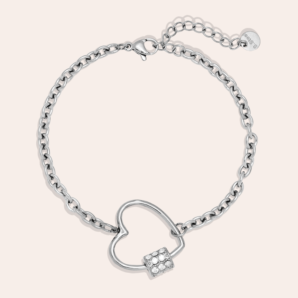 16cm Heart And Diamond Deco stainless steel bracelet     16cm Heart And Diamond Deco stainless steel bracelet