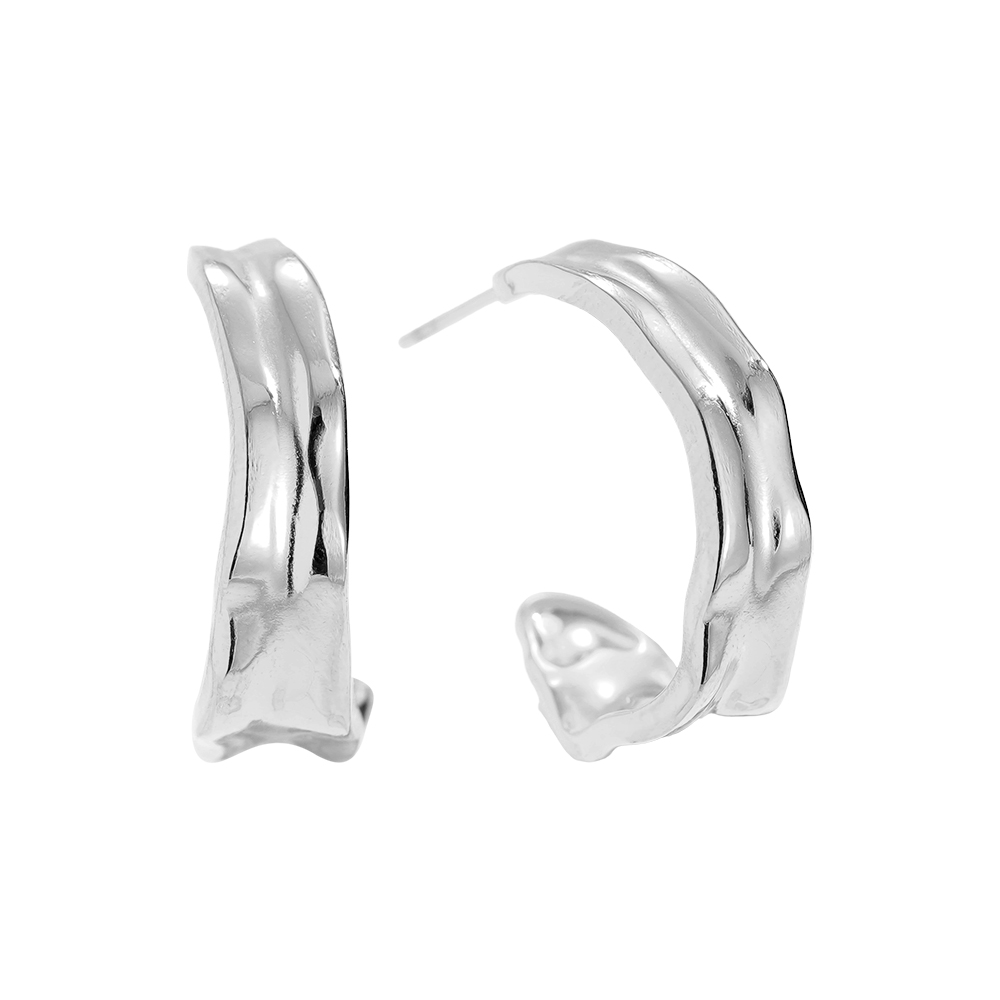 25mm textured stainless steel earrings