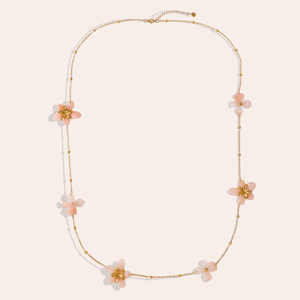 94cm acrylic flower stainless steel necklace      