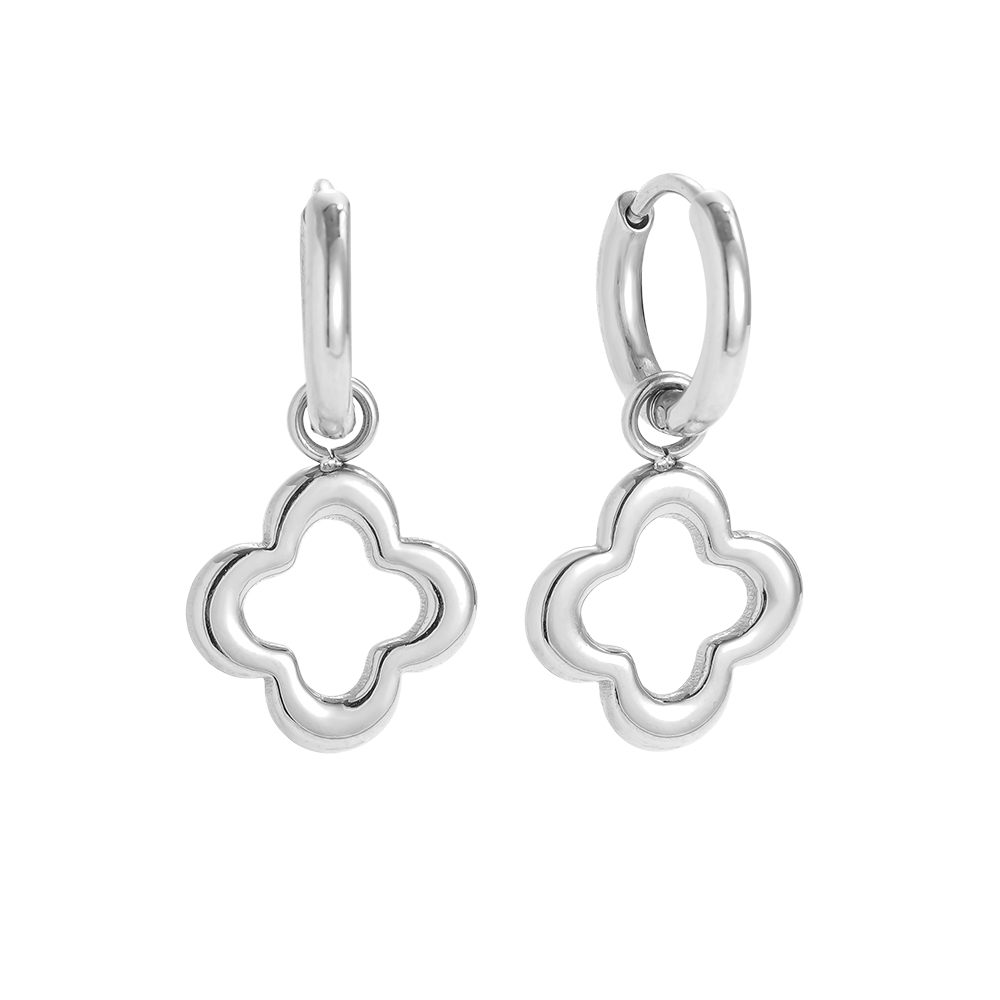 12*17mm Simple Luckly Flower stainless steel earrings        