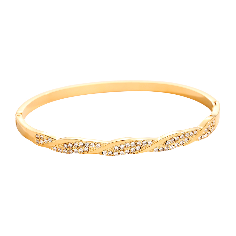 6.3cm Diameter Fancy Diamond Twist Stainless Steel Bangle      