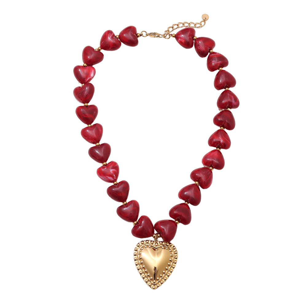 45cm Acrylic Heart Chian stainless steel necklaces 