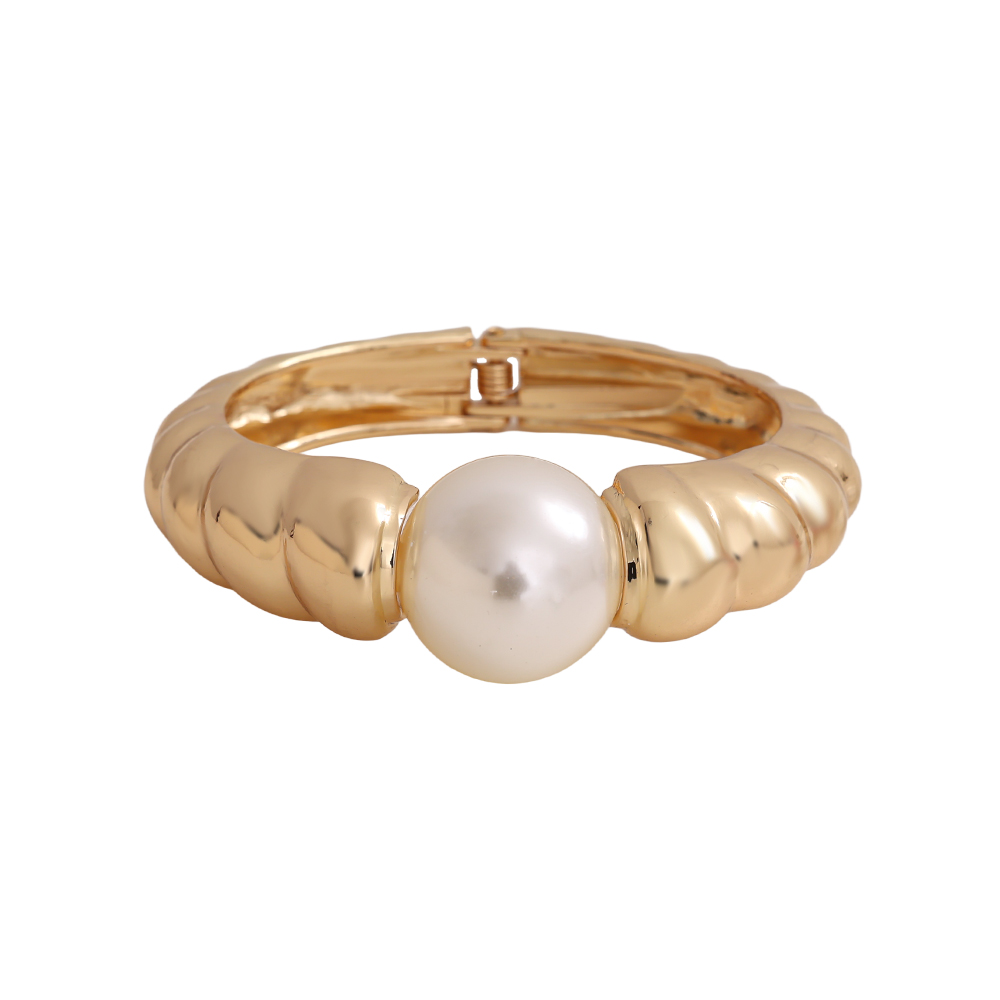 6.5cm one bead twist style brass bangle      