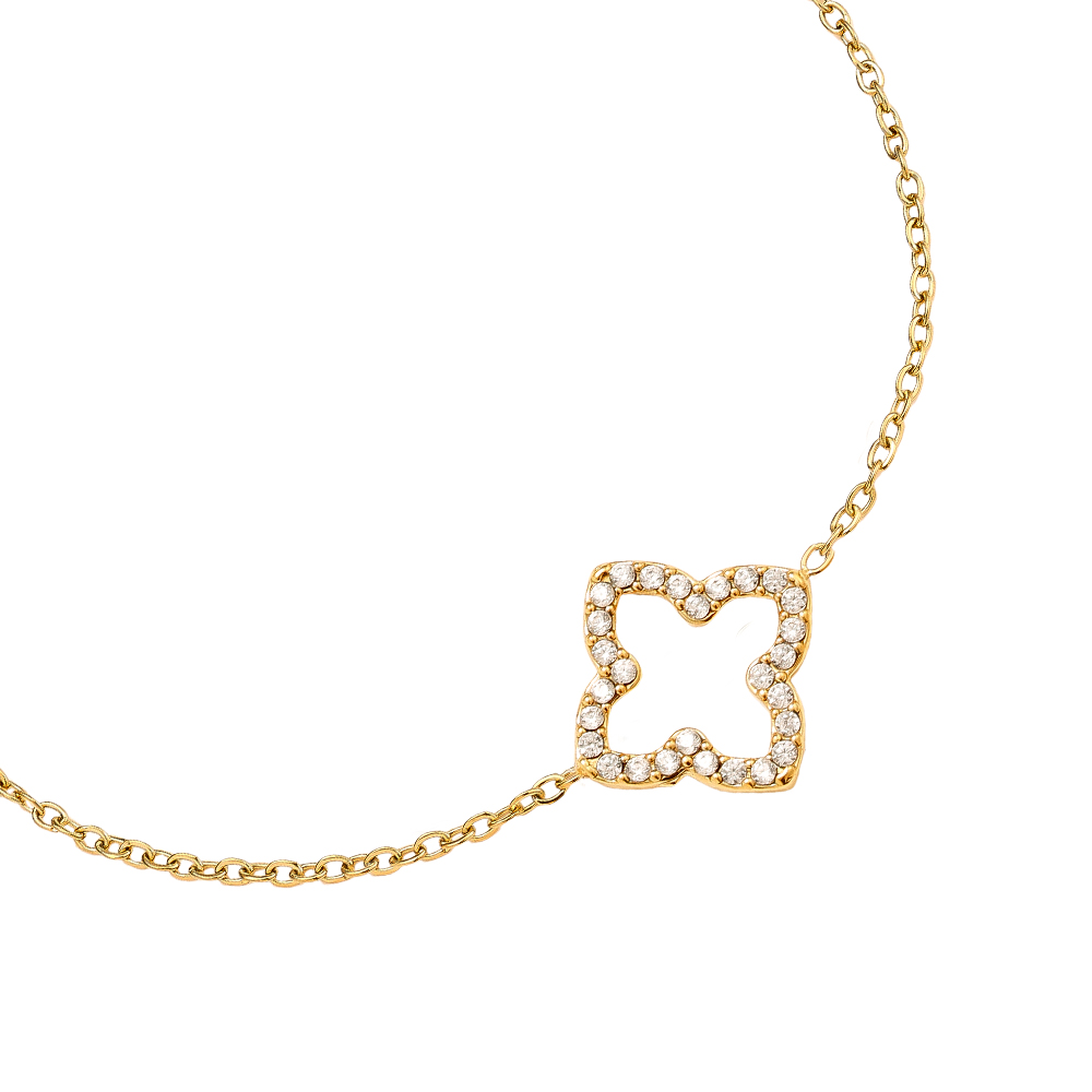 17cm Classic Diamond Lucky Flower stainless steel bracelet  