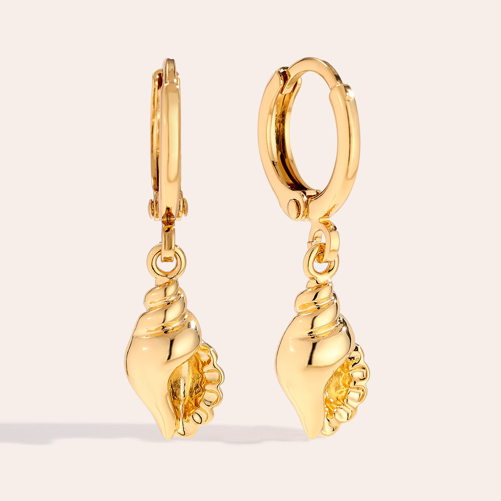2.7cm Conch gold-plated earrings     