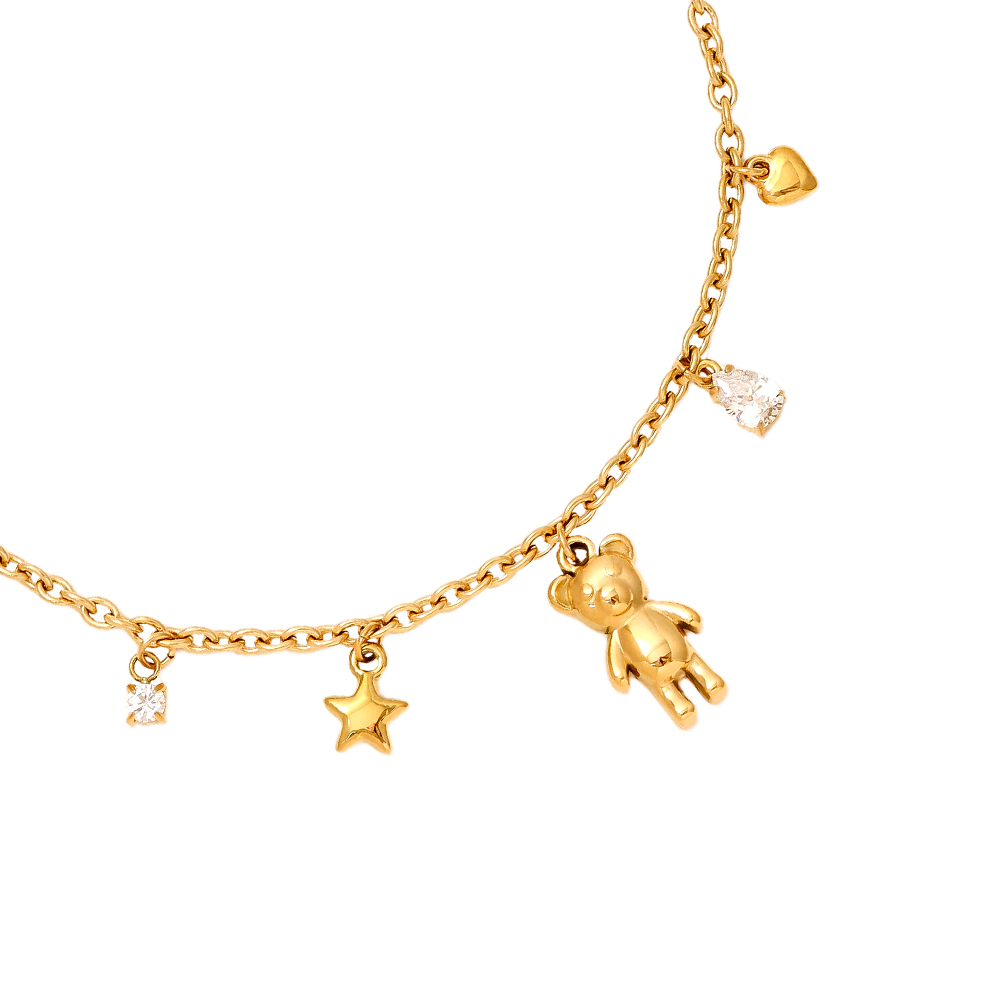 40cm Sweet Bear And Charms stainless steel necklace     