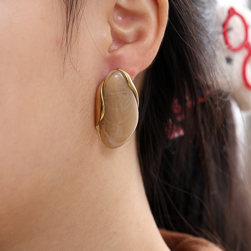 35mm Nice Resin Stainless Steel Earrings   
