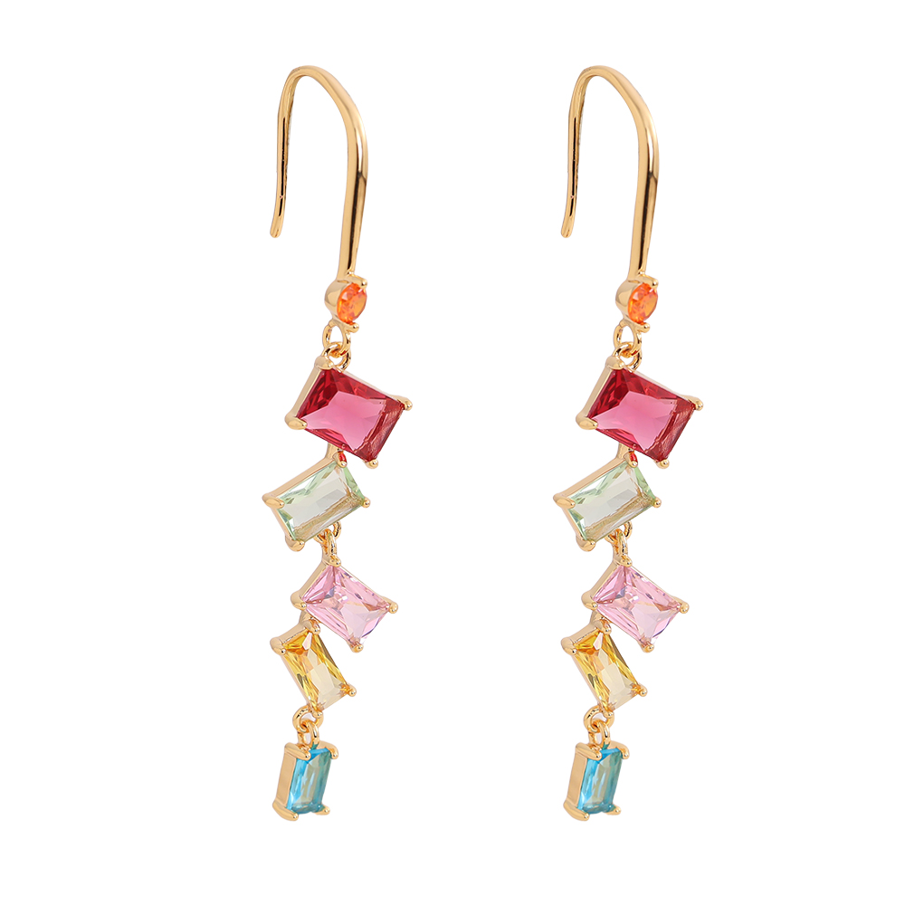 5.5cm many zirconia gold-plated earrings 