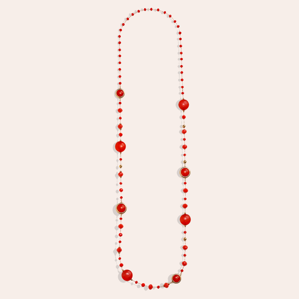 96cm resin crystals stainless steel necklace
