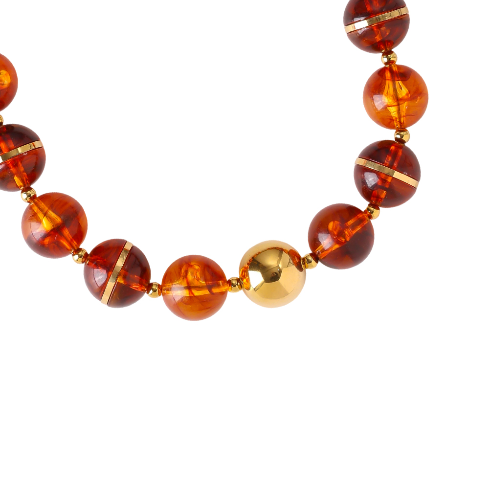 48cm round acrylic bead chain stainless steel necklace    