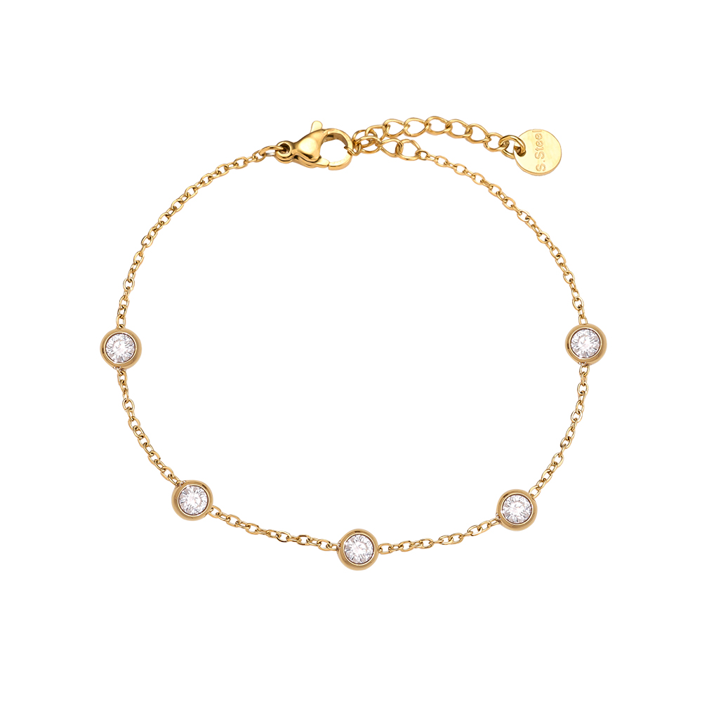 17cm Five Diamond Dots stainless steel bracelet       