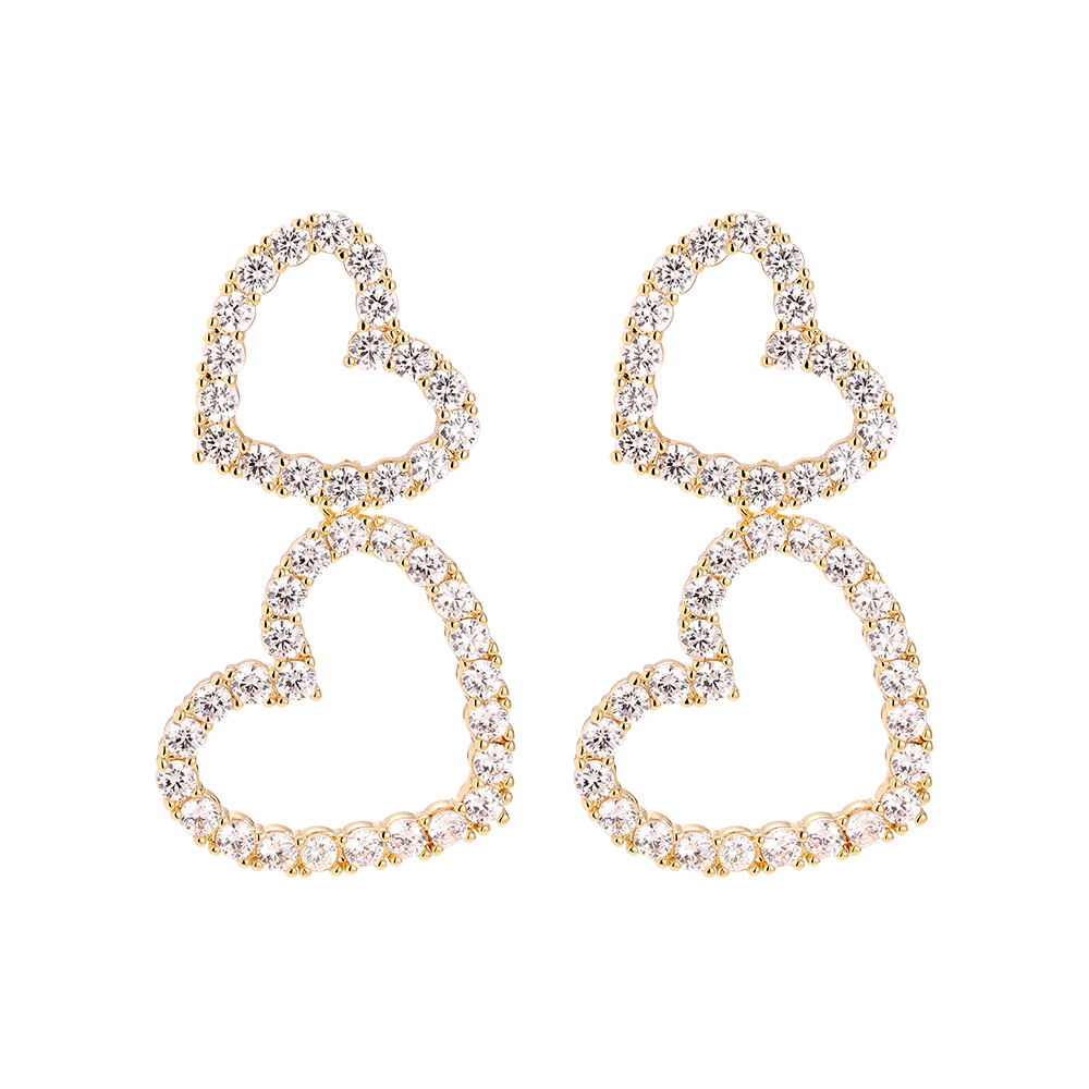 38mm Sparkling Heart Gold-plated Earrings