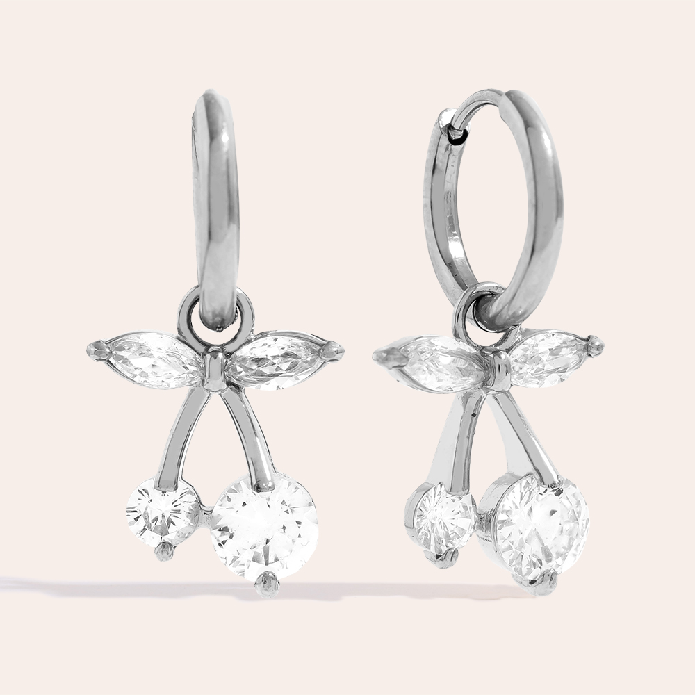 2.8cm Cherry Diamond Stainless Steel Earrings