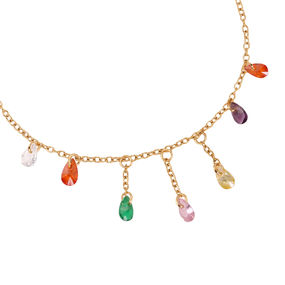 Stainless steel bracelet 17cm drop-shaped zirconia