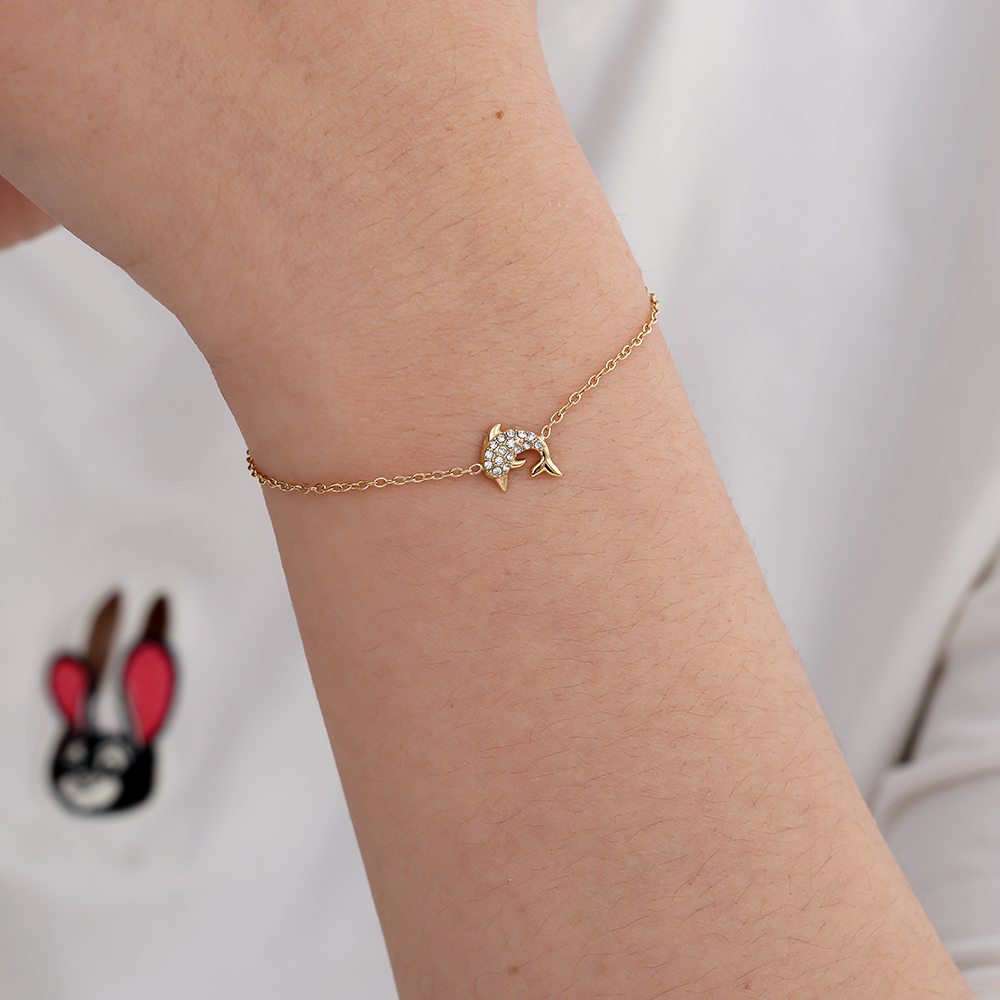 17cm Diamond Dolphin stainless steel bracelet    