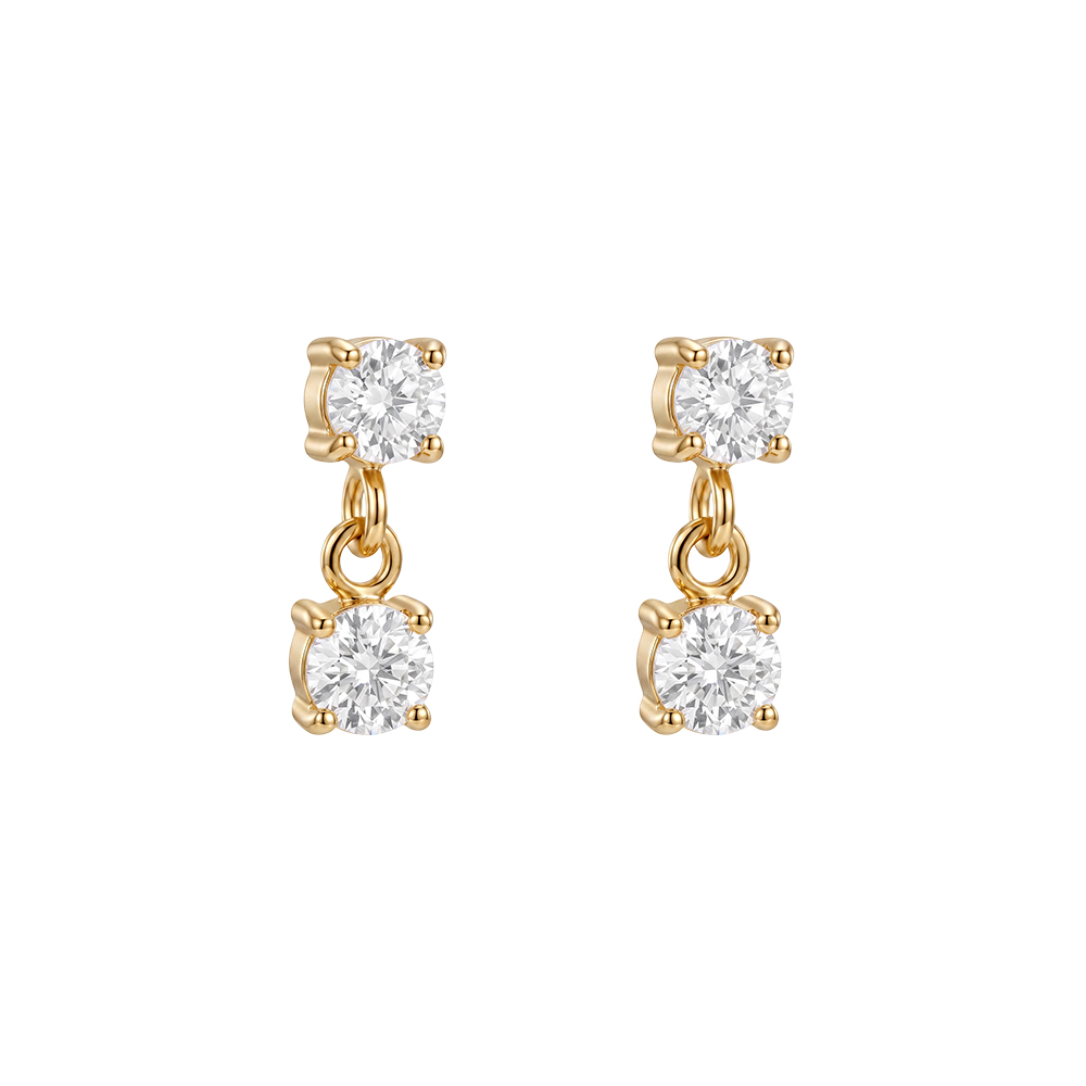 10mm two small zirconia stainless steel earrings      