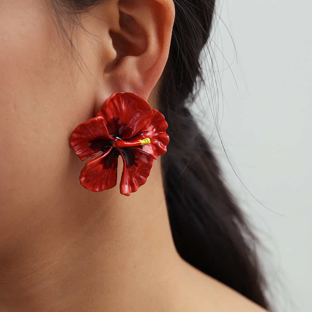 45mm Red Flower Earrings