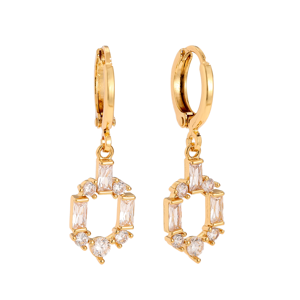 3cm Mini Mixed Diamonds Gold-plated Earrings   