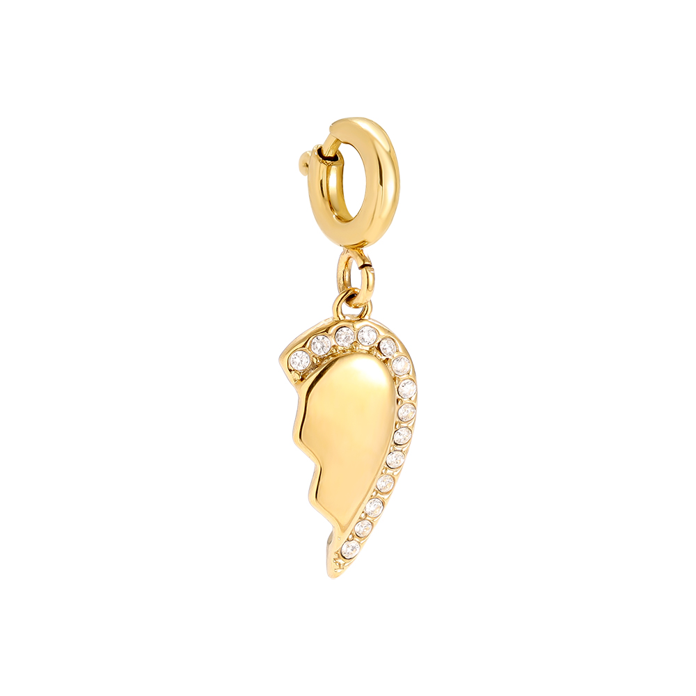 12mm Spring Clasp 2 Hearts Stainless Steel Pendant     