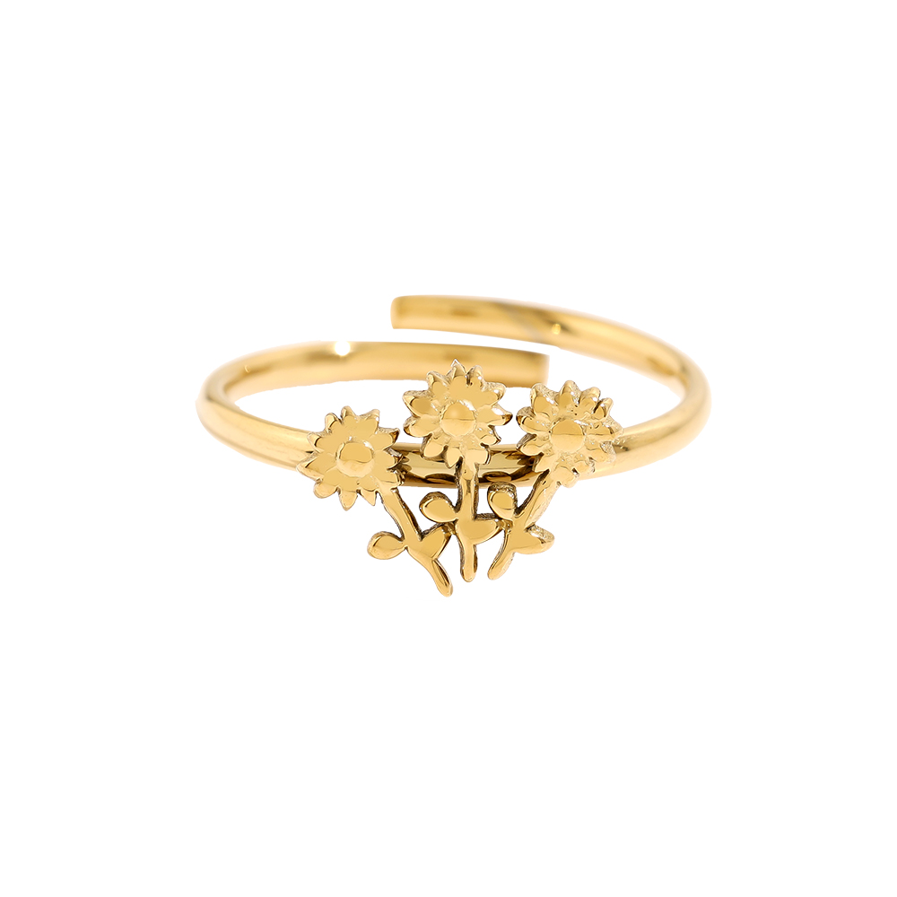 Stainless steel ring Three Flowers