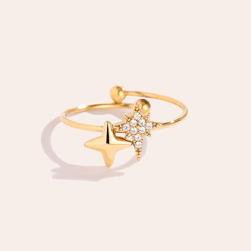Two Sharp Stars stainless steel ring    