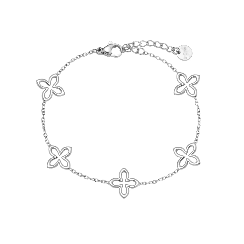 17cm Classic Lucky Flower stainless steel bracelet   