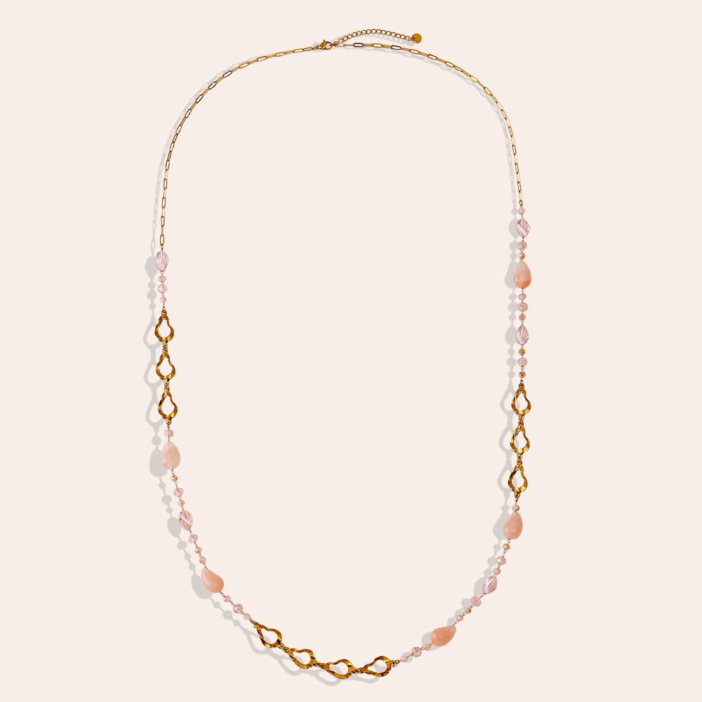 97cm resin drop and gold drop stainless steel necklace     