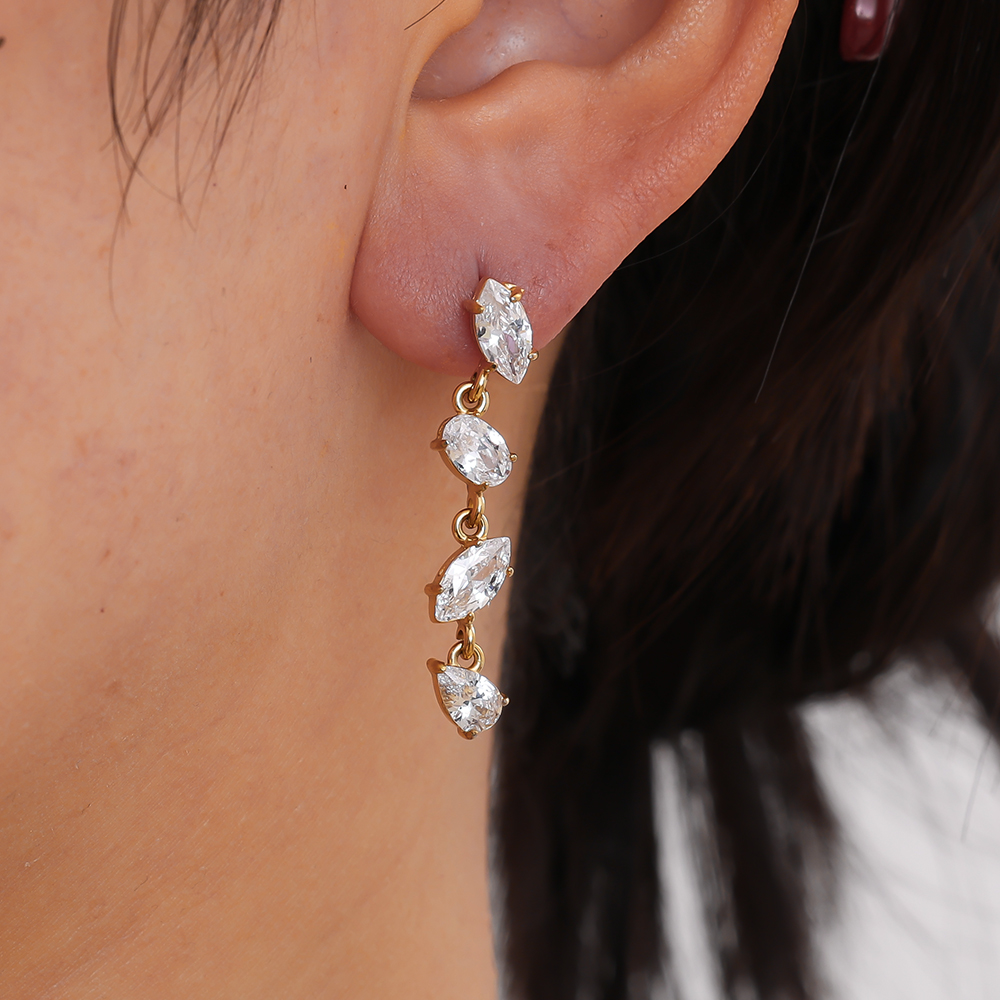 35mm minimalist pointed oval stainless steel earrings