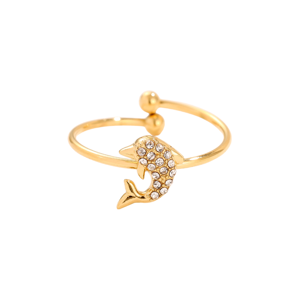 Diamond Dolphin stainless steel ring    