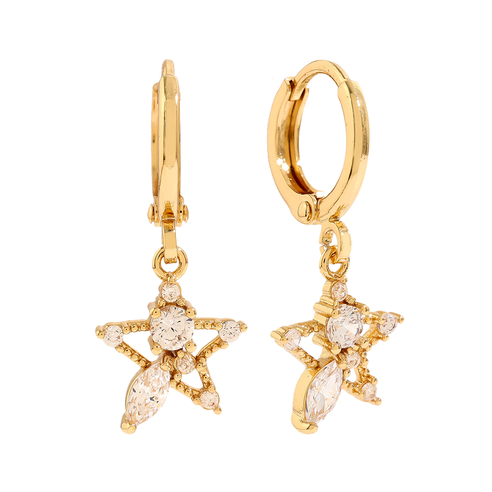 2.6cm Diamond In Star Gold Plated Earrings       