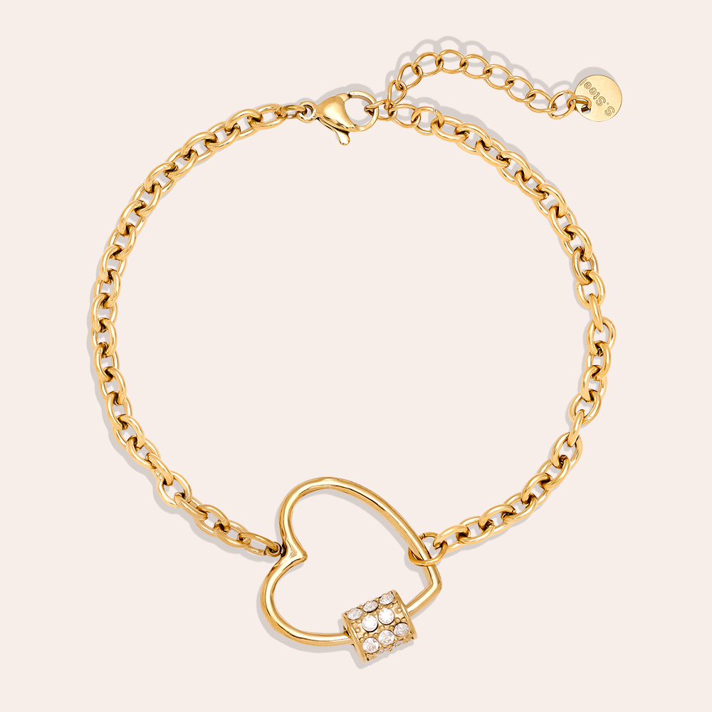 16cm Heart And Diamond Deco stainless steel bracelet     16cm Heart And Diamond Deco stainless steel bracelet