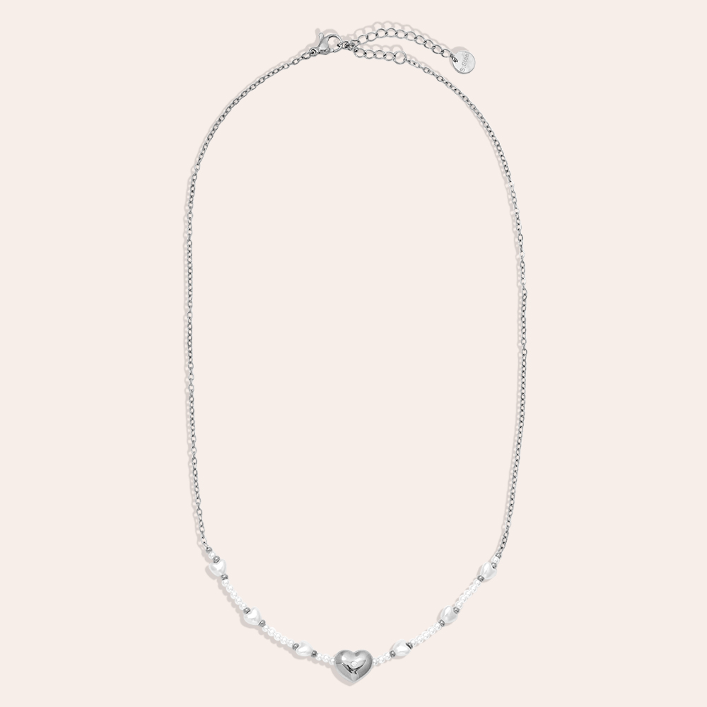 40cm Pearly And Hearts stainless steel necklace    