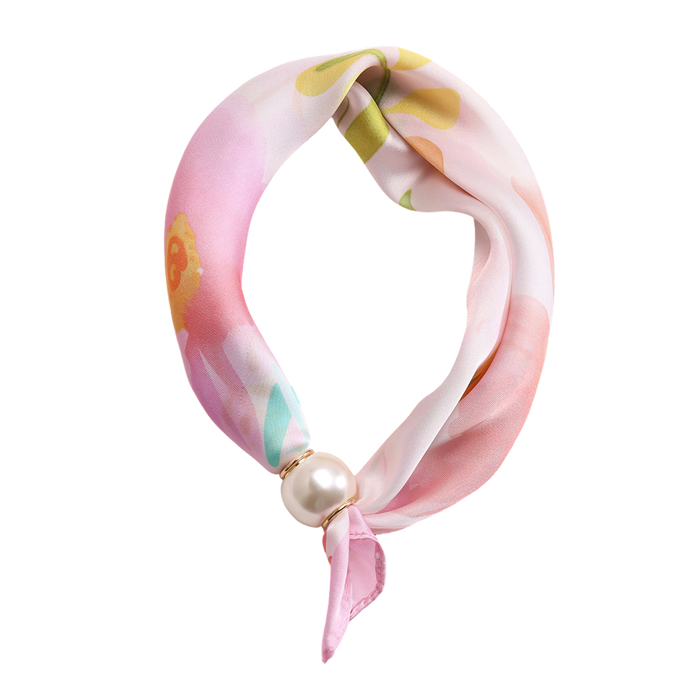 43cm stylish leaf-patterned pink beaded scarf  