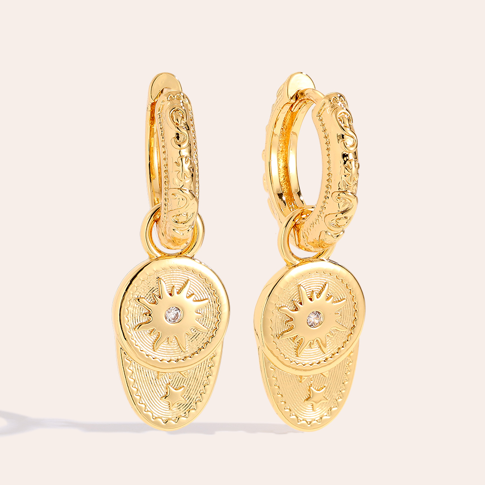 2.9cm Star Print Gold Plated Earrings     