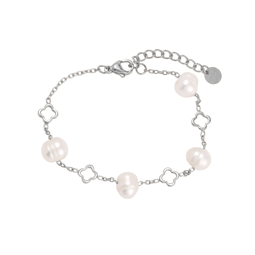 16cm cloverleaf beads stainless steel bracelet