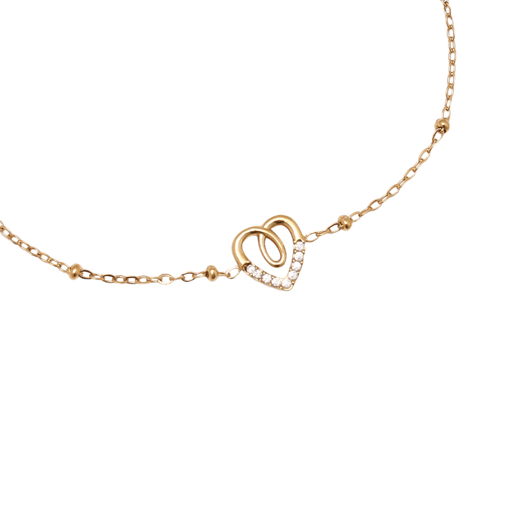 17cm Sweet Diamond Heart stainless steel bracelet     