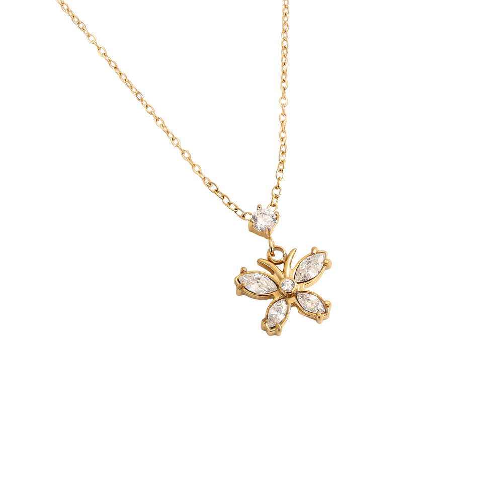 40cm zirconia butterfly stainless steel necklace 