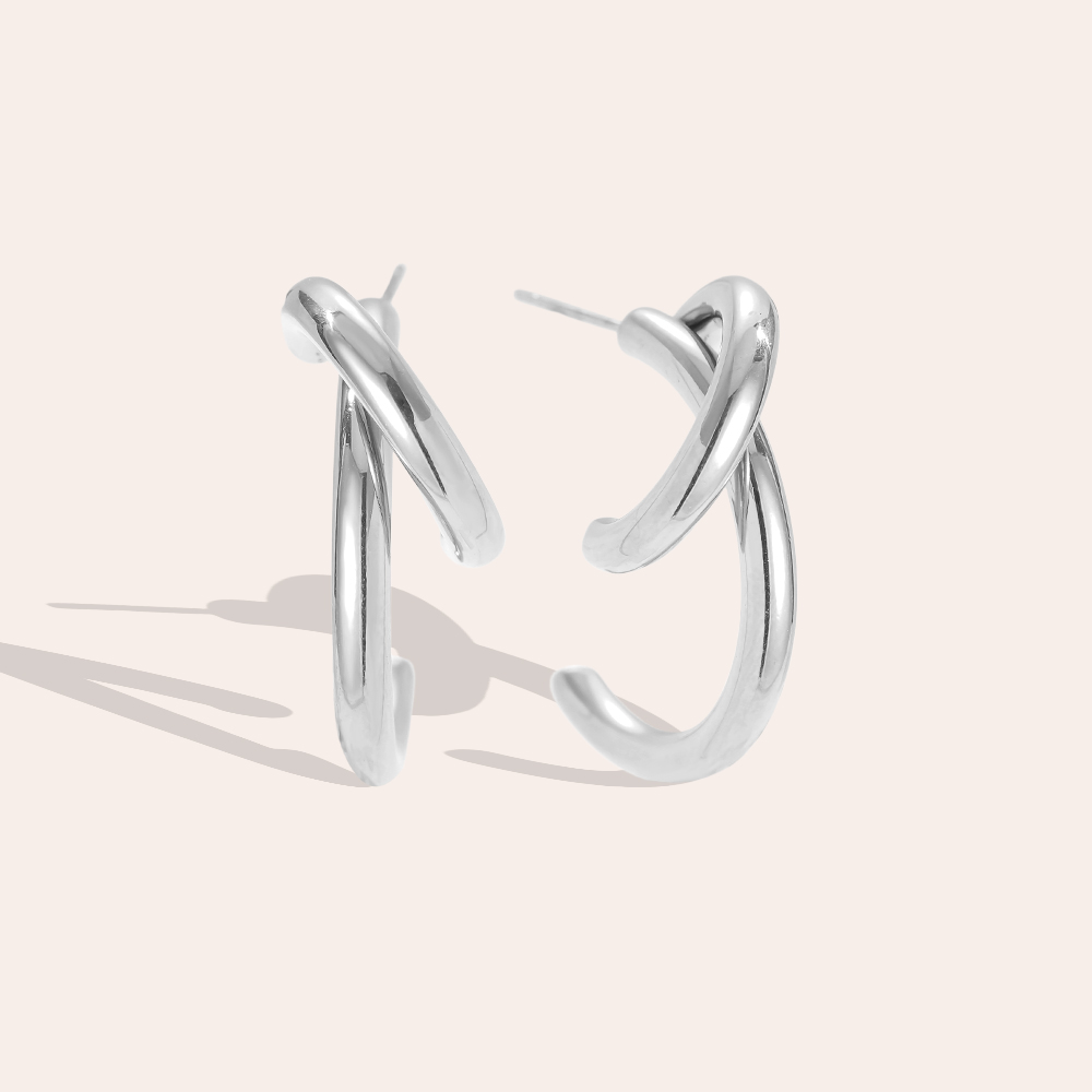 3cm Free Line Half Hoop stainless steel earrings       