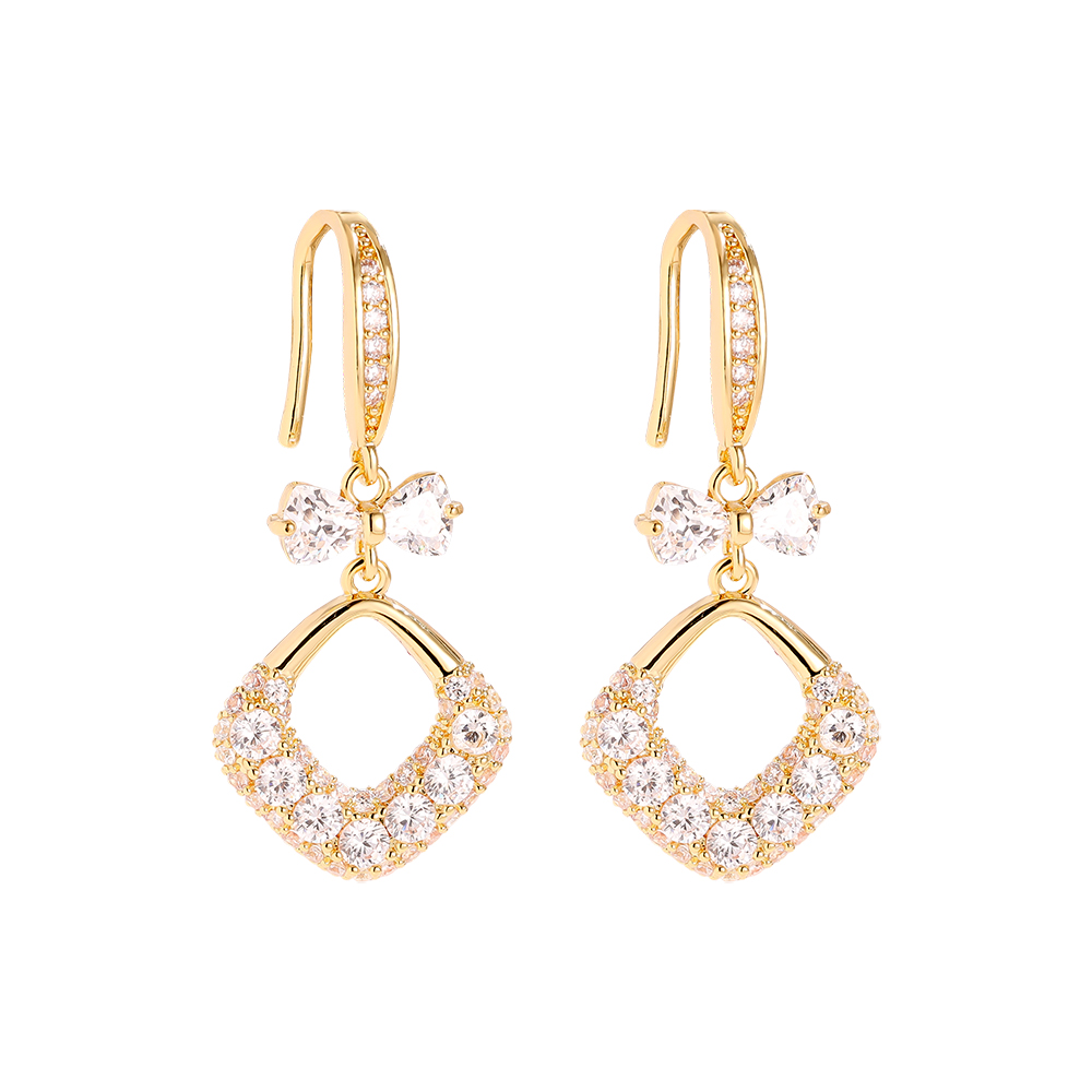 34mm Pro Fancy Diamond Gold Plated Earrings   
