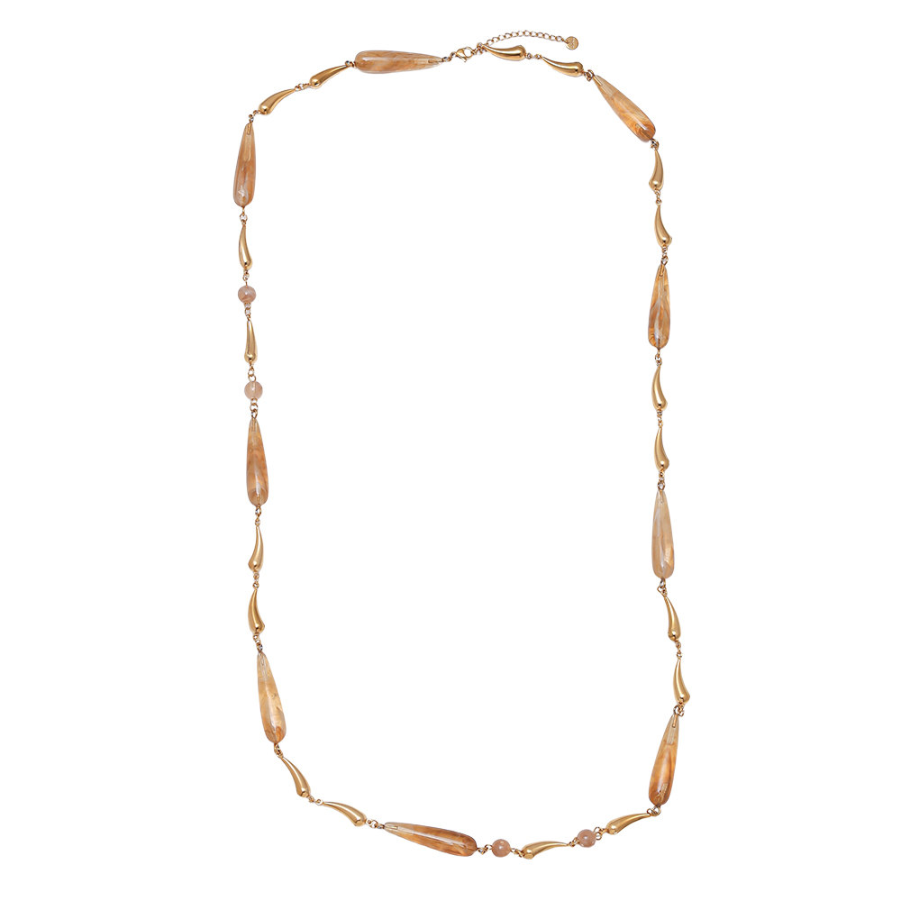 97cm Long Drop Resin Stainless Steel Necklaces   