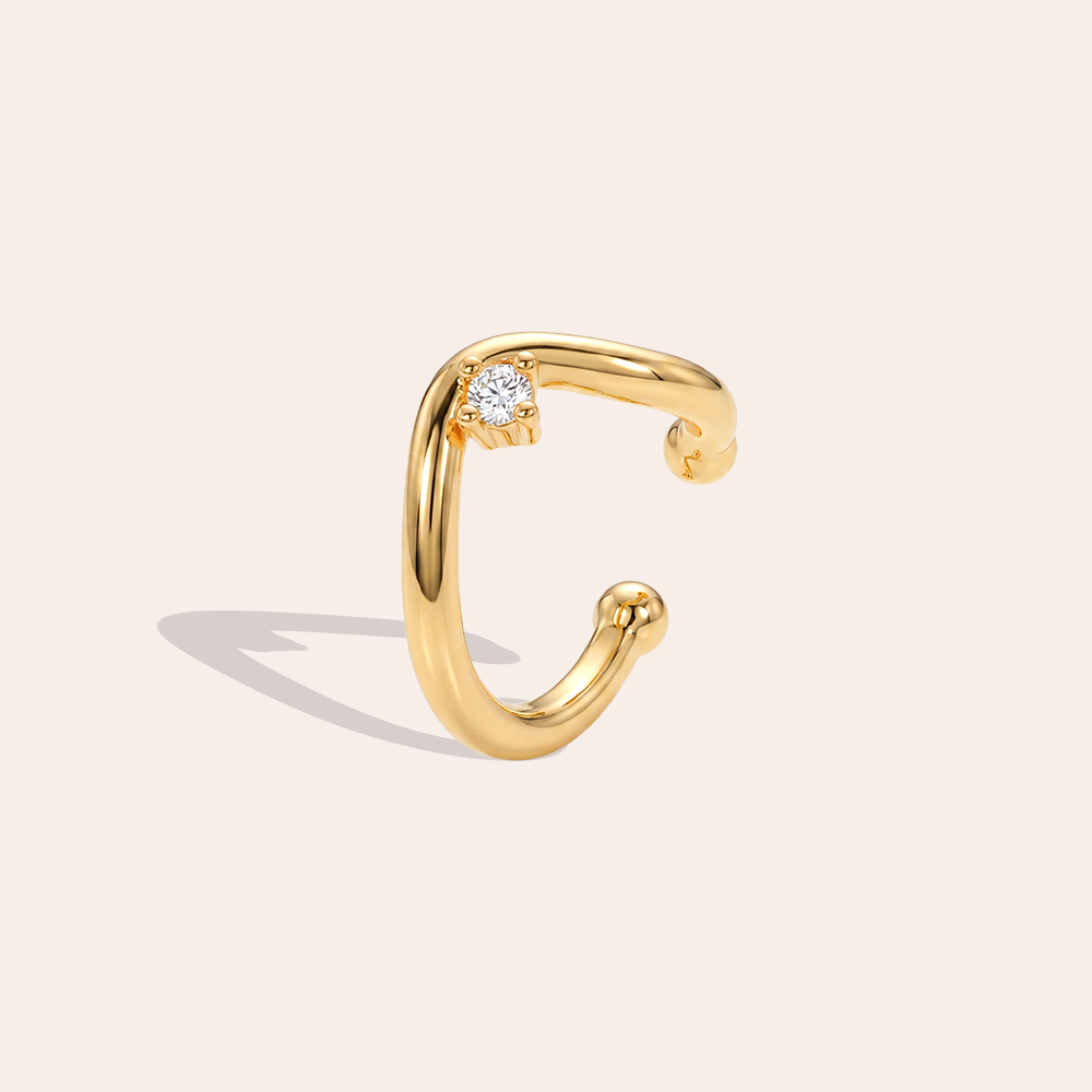 15mm Small drop zirconia gold-plated ear cuffs