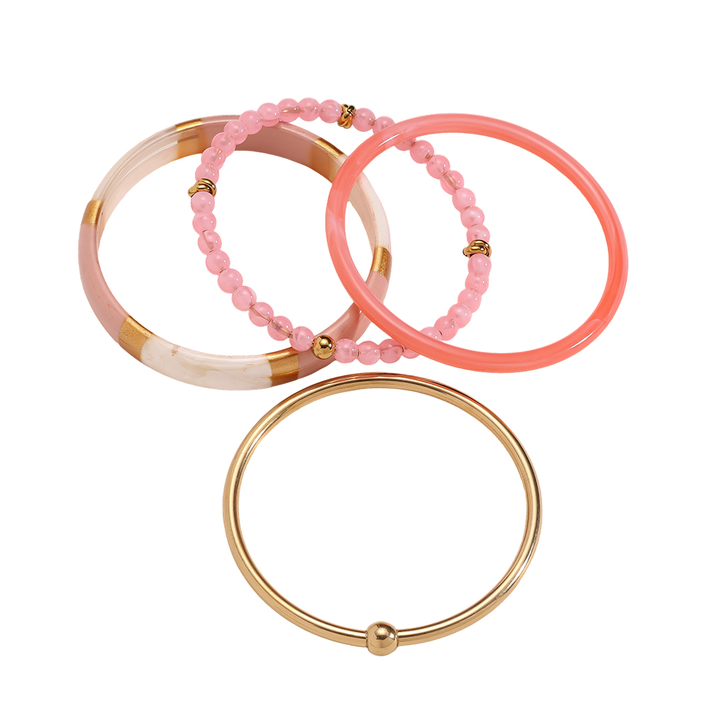Stainless steel bangle set 6.5cm width 4 pieces acrylic  