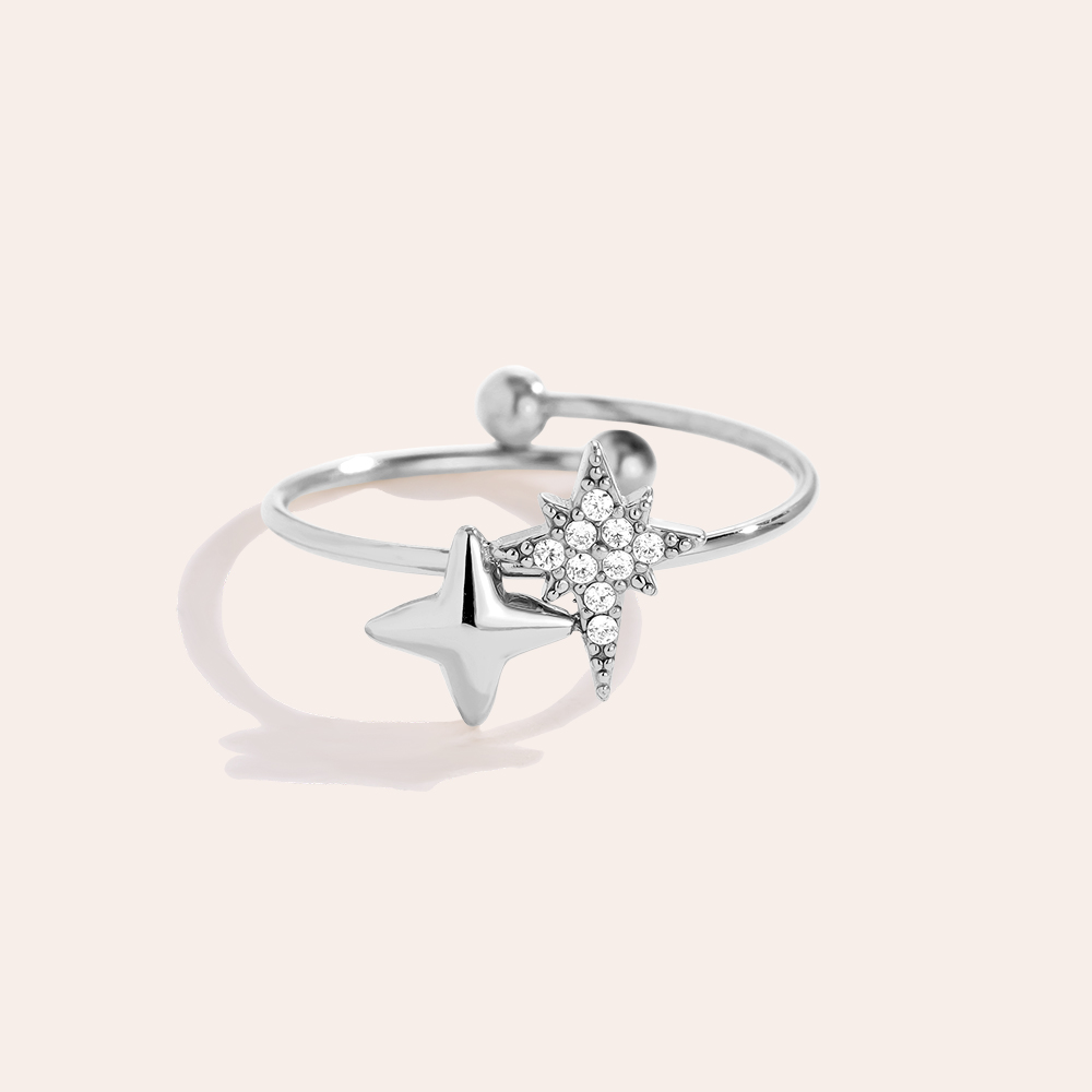 Two Sharp Stars stainless steel ring     Two Sharp Stars stainless steel ring