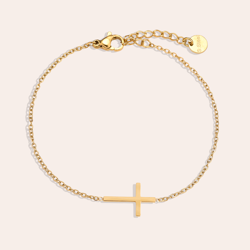 17cm cross stainless steel bracelet