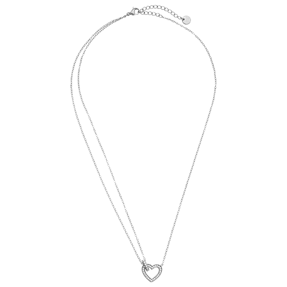 40cm zirconia heart stainless steel necklace    