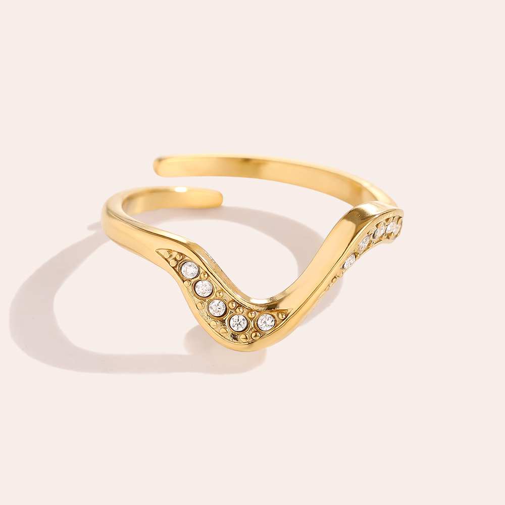 Adjustable fine wave zirconia stainless steel ring 